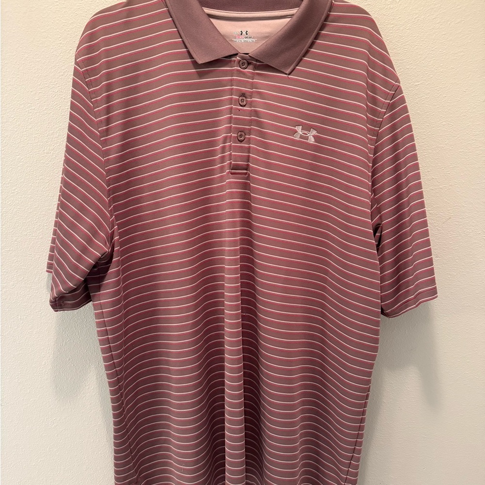 Under Armour Men's Polo Shirt - Mauve Stripes